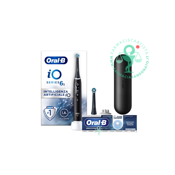 Oral-B Spazzolino Elettrico iO 6 Nero, 2 Testine, 1 Custodia Da Viaggio + Oral-B Dentifricio Pro-Expert Advanced Pulizia Profonda (Prevenzione Per 24 Ore)